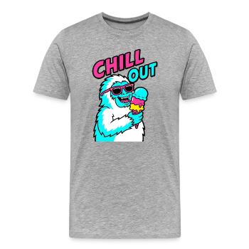 Détends-toi Yéti - T-shirt bio Premium Homme - gris chiné - Devant - Damien (186cm)