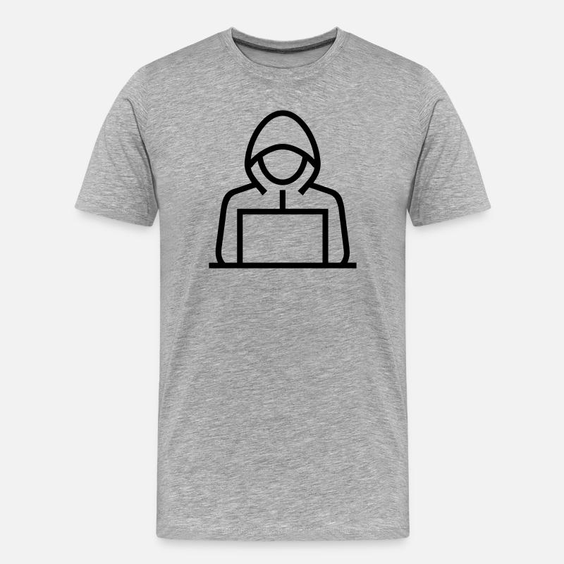 Hacker - Männer Premium Bio T-Shirt - Grau meliert