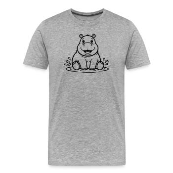 Cute Baby Hippo Water Comic Vector - Men's Premium Organic T-Shirt - heather grey - Front - Damien (186cm)