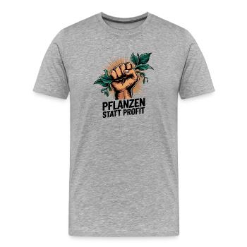 Plantes au lieu du profit, activisme environnemental - T-shirt bio Premium Homme - gris chiné - Devant - Damien (186cm)