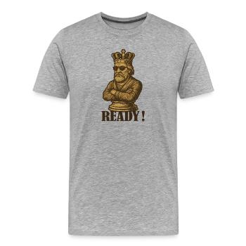 Schachkönig READY im Vintage Look - Männer Premium Bio T-Shirt - Grau meliert - Vorne - Damien (186cm)