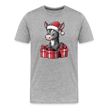 Esel Weihnachten Geschenke - Männer Premium Bio T-Shirt - Grau meliert - Vorne - Damien (186cm)