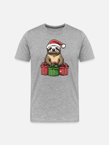 Sloth Christmas Gifts - Men's Premium Organic T-Shirt - heather grey