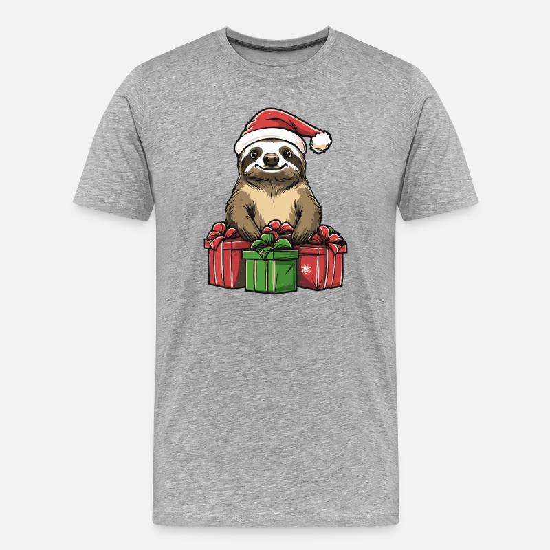 Faultier Weihnachten Geschenke - Männer Premium Bio T-Shirt - Grau meliert