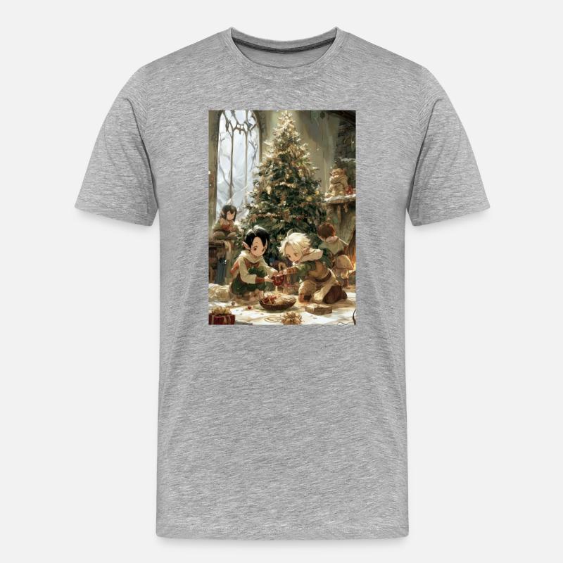 Kinder mit einem Feenbaum - Männer Premium Bio T-Shirt - Grau meliert