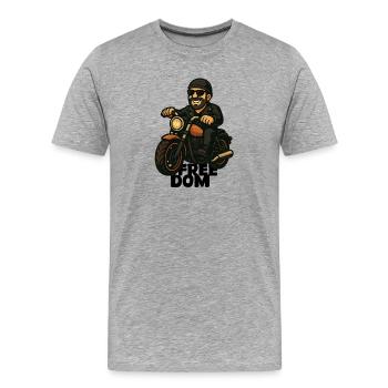 Casual Biker on Motorcycle Comic - Men's Premium Organic T-Shirt - heather grey - Front - Damien (186cm)