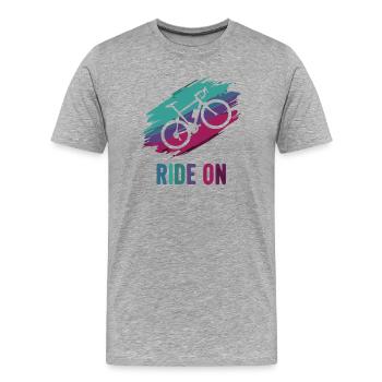 Rainbow Bike Ride On - Men's Premium Organic T-Shirt - heather grey - Front - Damien (186cm)