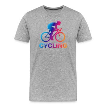 Rainbow Cyclist Silhouette - Männer Premium Bio T-Shirt - Grau meliert - Vorne - Damien (186cm)