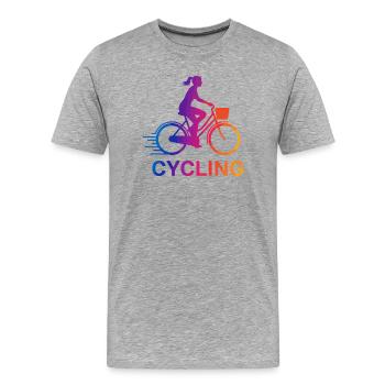 Rainbow Gradient Cyclist - Männer Premium Bio T-Shirt - Grau meliert - Vorne - Damien (186cm)