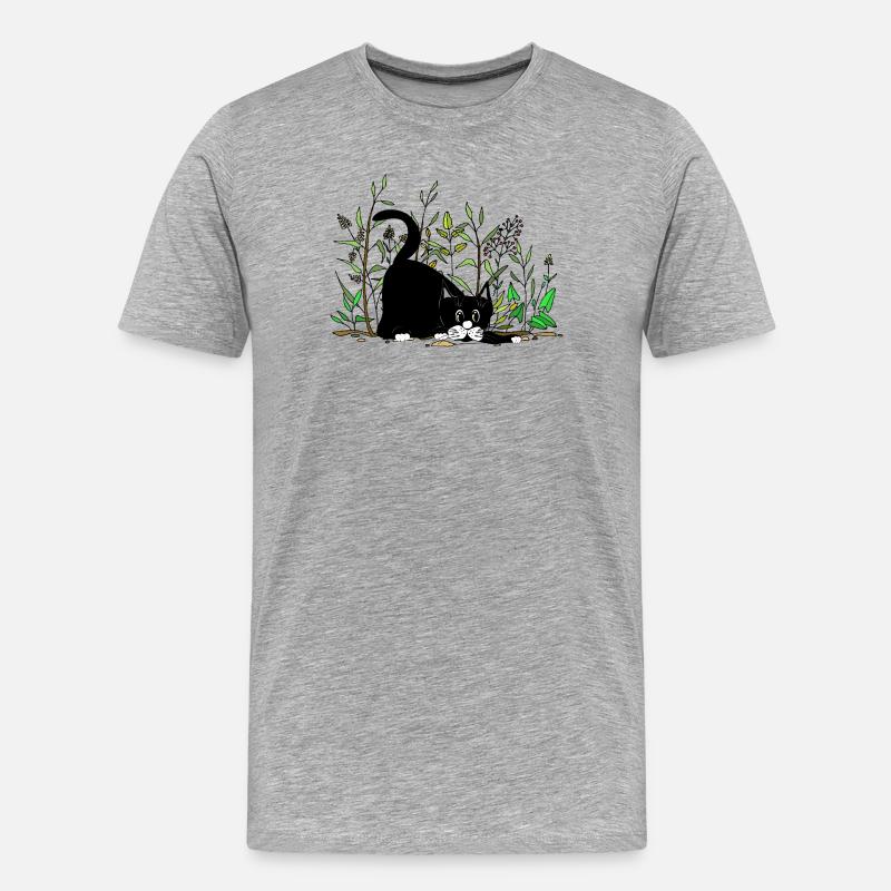 Katze - Männer Premium Bio T-Shirt - Grau meliert