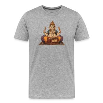 Ganesha Harmonium Kunst - Männer Premium Bio T-Shirt - Grau meliert - Vorne - Damien (186cm)