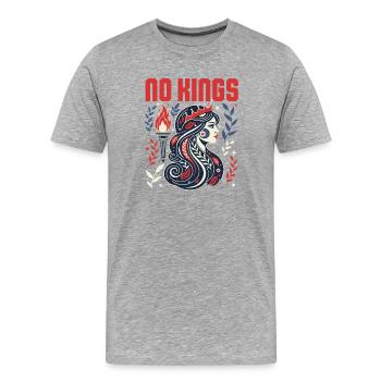 Pas de roi audacieux Liberté anti-monarchie USA - T-shirt bio Premium Homme - gris chiné - Devant - Damien (186cm)