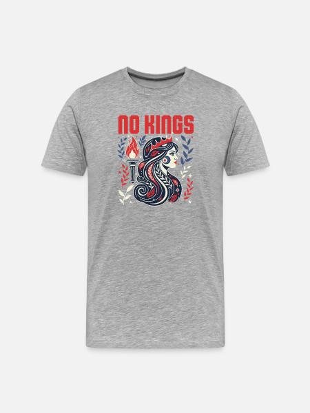 No Kings Bold Anti-Monarchy Liberty USA - Men's Premium Organic T-Shirt - heather grey