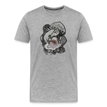 Black White Flower Spiral - Men's Premium Organic T-Shirt - heather grey - Front - Damien (186cm)