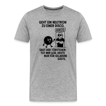 Neutron Disco – Lustiges Physik Party Design - Männer Premium Bio T-Shirt - Grau meliert - Vorne - Damien (186cm)