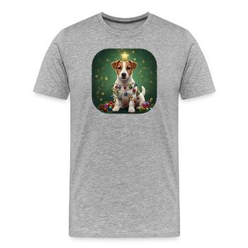 Starry Pup Wrapped in Garland - Men's Premium Organic T-Shirt - heather grey - Front - Damien (186cm)