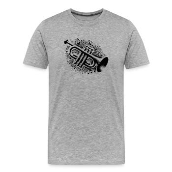 Trompeten Notenexplosion Zauber Blech mit Seele - Männer Premium Bio T-Shirt - Grau meliert - Vorne - Damien (186cm)