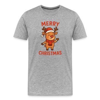 Rentier mit Weihnachtstext winken - Männer Premium Bio T-Shirt - Grau meliert - Vorne - Damien (186cm)