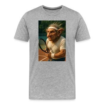 Old Troll on the Tennis Court - Men's Premium Organic T-Shirt - heather grey - Front - Damien (186cm)