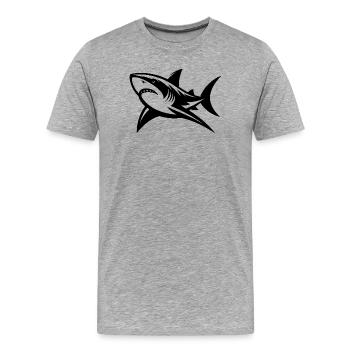 Lächeln ist schwer mit so vielen Zähnen Hai Witz - Männer Premium Bio T-Shirt - Grau meliert - Vorne - Damien (186cm)