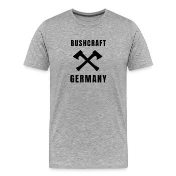 Emblème de survie en plein air Bushcraft Allemagne - T-shirt bio Premium Homme - gris chiné - Devant - Damien (186cm)