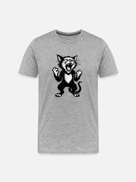 Angry Cat Stroke Style - Men's Premium Organic T-Shirt - heather grey