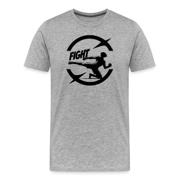 Cooles Kickboxer Emblem mit Fight Text - Männer Premium Bio T-Shirt - Grau meliert - Vorne - Damien (186cm)