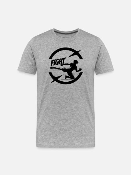 Cool Kickboxer Emblem with Fight Text - Men's Premium Organic T-Shirt - heather grey