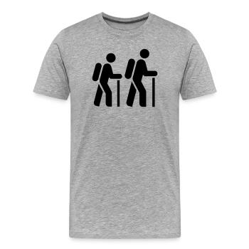 Randonneur, pèlerin, touriste, itinéraire de pèlerinage - T-shirt bio Premium Homme - gris chiné - Devant - Damien (186cm)