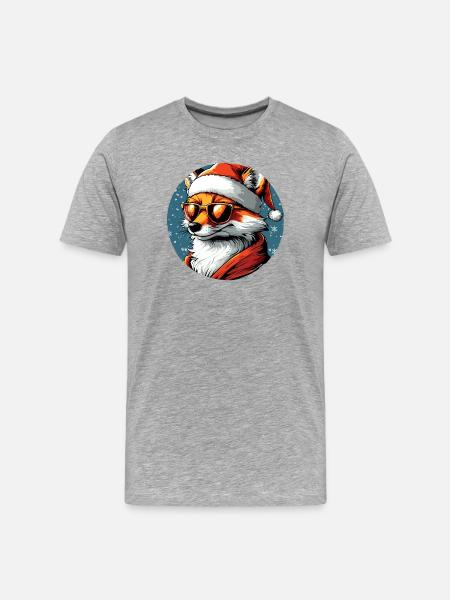 Fox Santa Look with Sunglasses - Men's Premium Organic T-Shirt - heather grey
