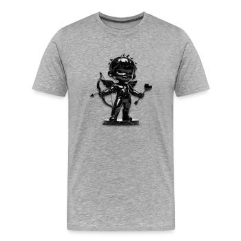 Cupidon Noir avec Arc - T-shirt bio Premium Homme - gris chiné - Devant - Damien (186cm)