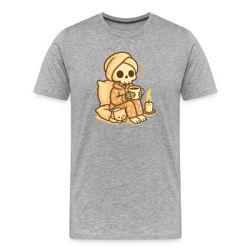 Squelette de pyjama douillet – Chaleureux et mignon - T-shirt bio Premium Homme - gris chiné - Devant - Damien (186cm)
