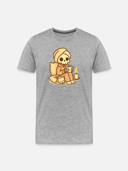 Cozy Pajama Skeleton – Warm & Cute - Men's Premium Organic T-Shirt - heather grey