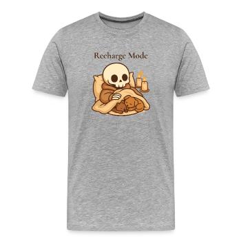 Recharge Mode Skelett – Cozy Relax - Männer Premium Bio T-Shirt - Grau meliert - Vorne - Damien (186cm)