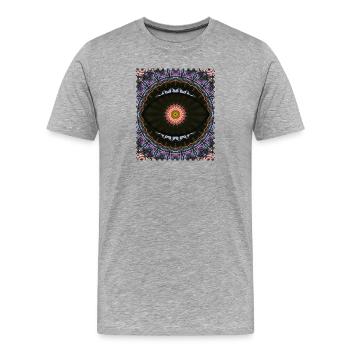 Kaleidoskop Mandala Neon Muster - Männer Premium Bio T-Shirt - Grau meliert - Vorne - Damien (186cm)