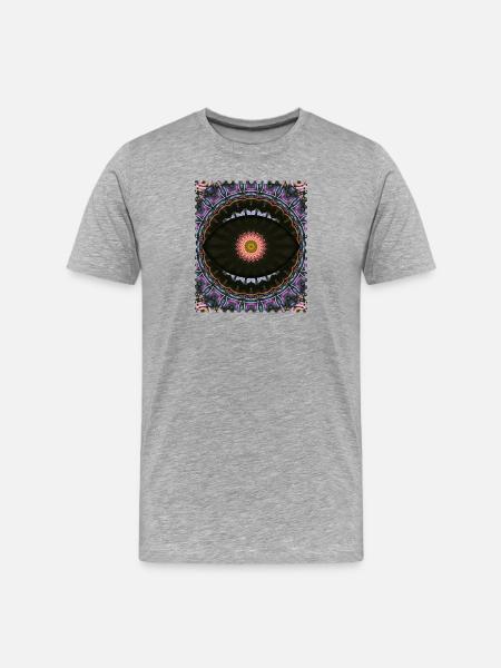 Kaleidoscope Mandala Neon Pattern - Men's Premium Organic T-Shirt - heather grey