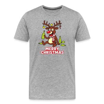 Divertissement de Noël à boire au renne - T-shirt bio Premium Homme - gris chiné - Devant - Damien (186cm)