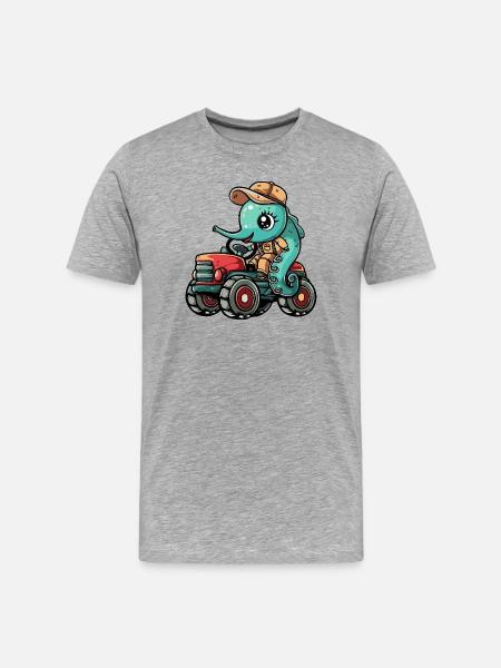 Seepferd Traktor Farmer - Männer Premium Bio T-Shirt - Grau meliert