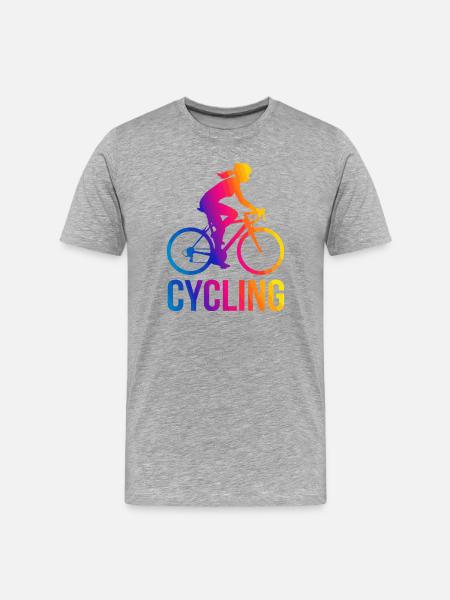 Rainbow Girl Radfahrer-Silhouette - Männer Premium Bio T-Shirt - Grau meliert