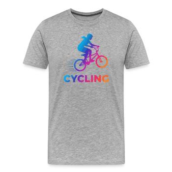 BMX Girl Cyclist Silhouette Gradient - Männer Premium Bio T-Shirt - Grau meliert - Vorne - Damien (186cm)