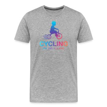 Eines Tages werde ich Radfahren fahren - Männer Premium Bio T-Shirt - Grau meliert - Vorne - Damien (186cm)