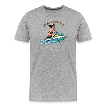 Pin-up en jet ski - T-shirt bio Premium Homme - gris chiné - Devant - Damien (186cm)