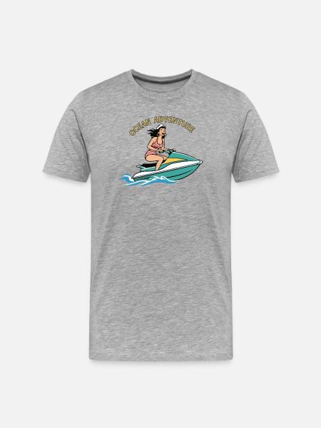 Pin-up en jet ski - T-shirt bio Premium Homme - gris chiné