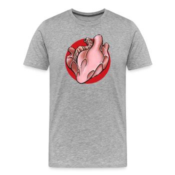 Herz Heart - Männer Premium Bio T-Shirt - Grau meliert - Vorne - Damien (186cm)