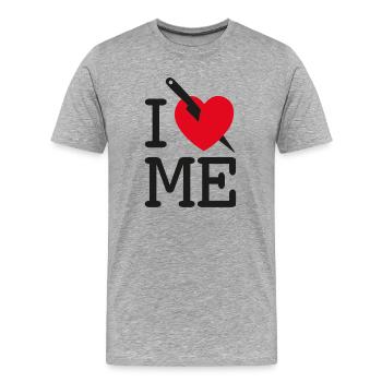 I LOVE ME - I HATE ME! - Männer Premium Bio T-Shirt - Grau meliert - Vorne - Damien (186cm)