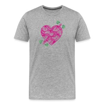 cœur romantique - T-shirt bio Premium Homme - gris chiné - Devant - Damien (186cm)