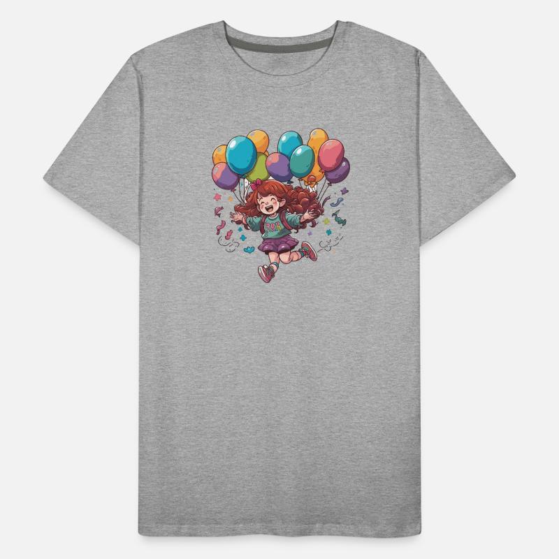 Fröhliches Mädchen mit Ballons Männer Premium Bio T-Shirt