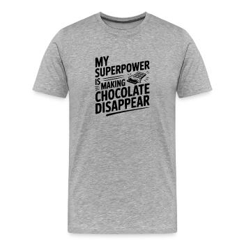 My Superpower is Making Chocolate Disappear - Men's Premium Organic T-Shirt - heather grey - Front - Damien (186cm)