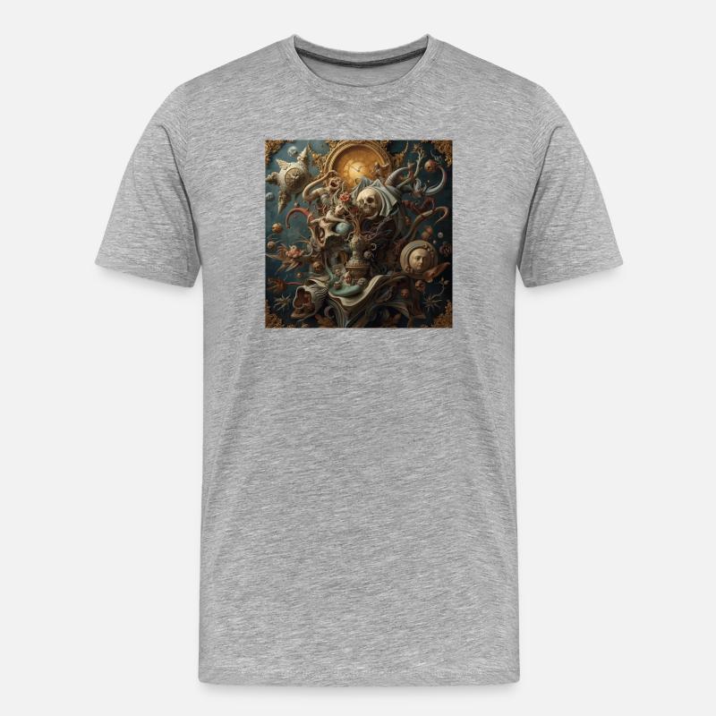 Barock-Surrealismus mit Dead Time - Männer Premium Bio T-Shirt - Grau meliert