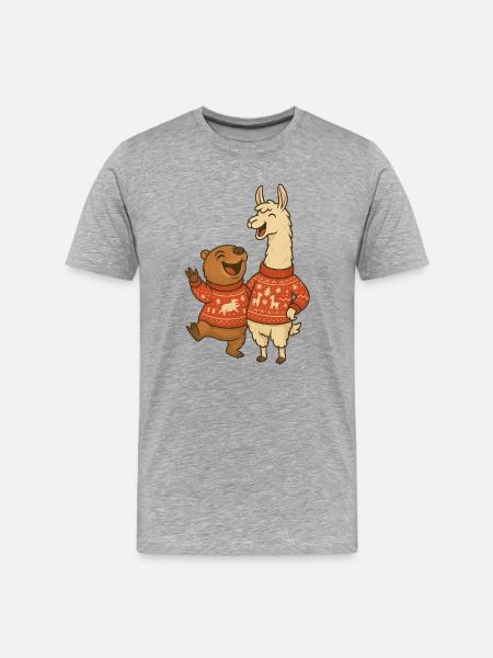 Tierische Winterfreunde - Männer Premium Bio T-Shirt - Grau meliert